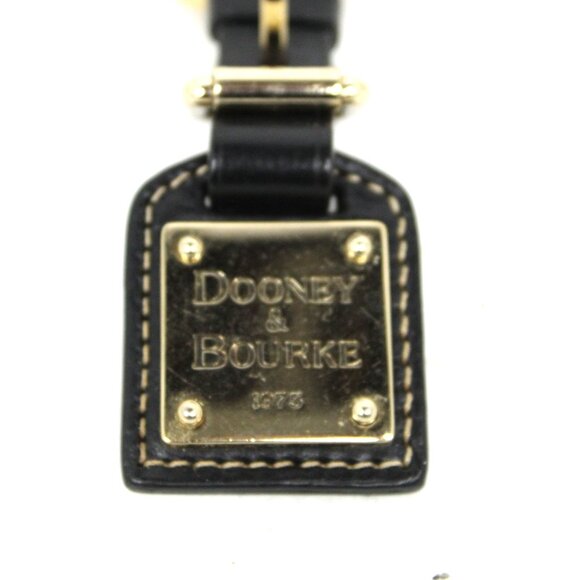 DOONEY & BOURKE FOB/KEY RING HOLDER BLACK LEATHER W/GOLD PLATE 4 1/4" X 1 1/2" - Picture 3 of 5